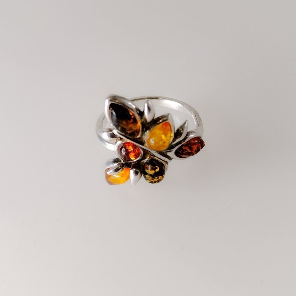 Authentic Multi-Colored Amber Ring - image 6